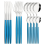 16Pcs Blue Silver Dinnerware Stainless Steel Cutlery Set 1