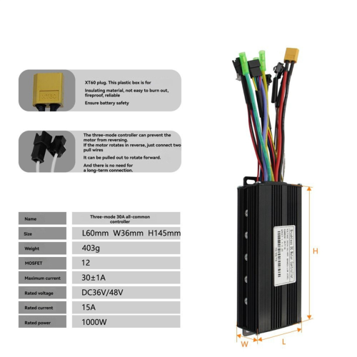 Ebike Sinusgolf Waterdichte Controller 36V/48V 30A 750W 1000W 2