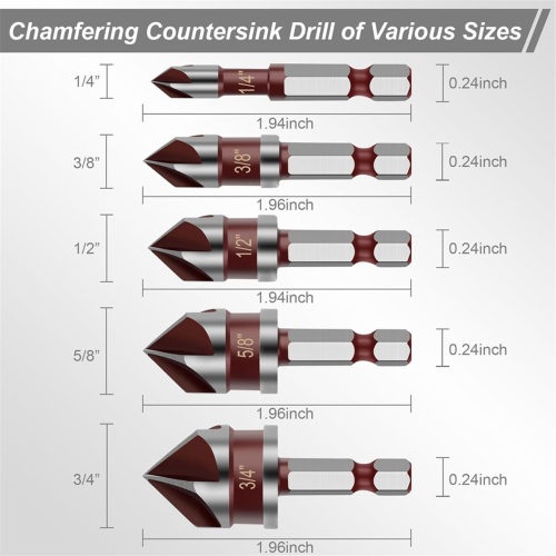 5PCS Countersink Drill Bit Set, 82 Degree HSS Counter Sink Drill Bit 2
