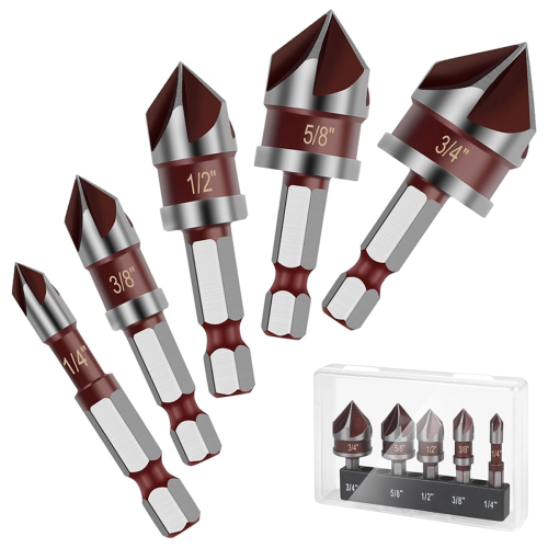 5PCS Countersink Drill Bit Set, 82 Degree HSS Counter Sink Drill Bit 1