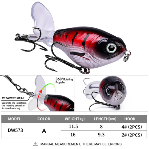 Angelköder Topwater Whopper Popper Schwimmender Wobbler 16g C 1