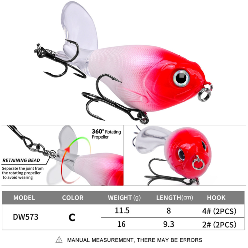 Angelköder Topwater Whopper Popper Schwimmender Wobbler 12g A 2