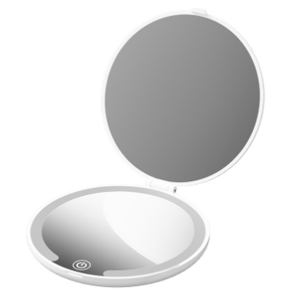 Travel Compact LED Makeup Mirror Rechargeable 3Color Lighting Mirrors
