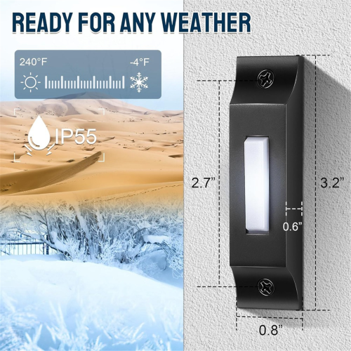 LED Lighted Doorbell Button, Wall Mounted Door Bell Push Buttons 2