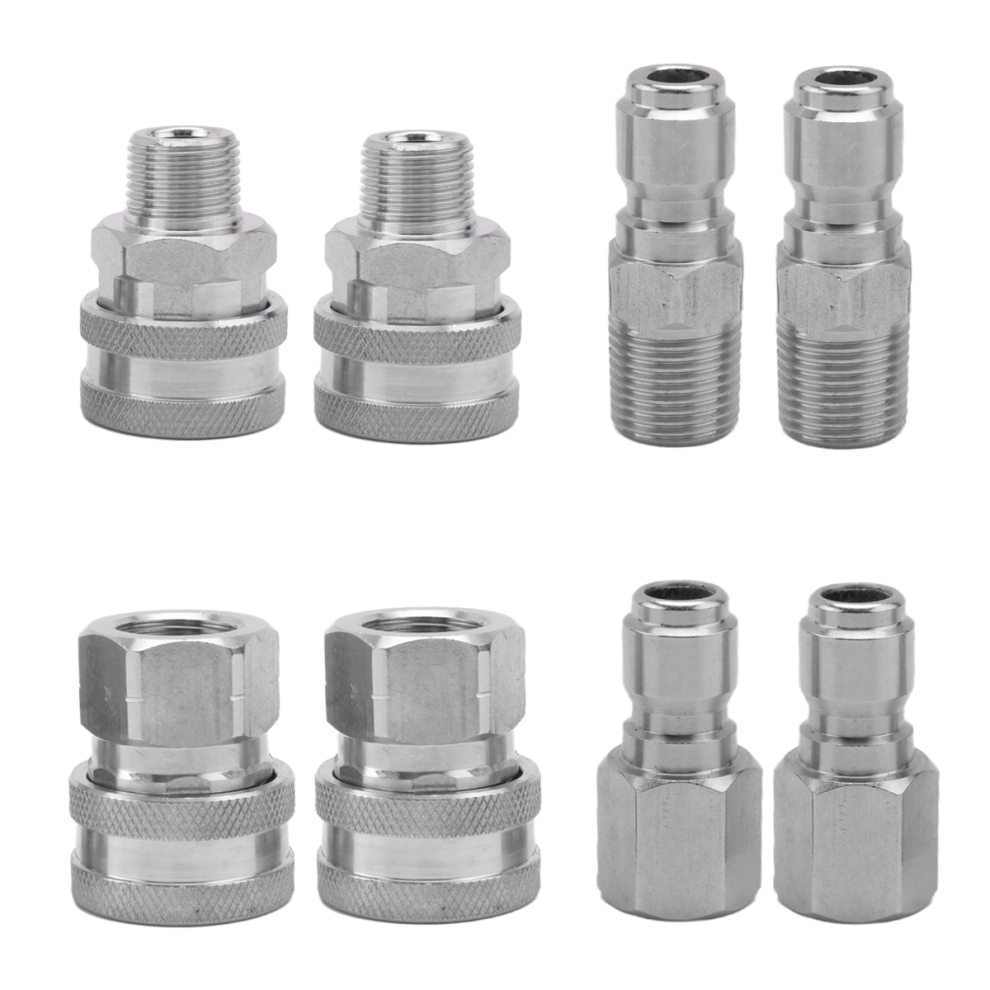 4 Sets Npt 3/8 In. Stainless Steel Male And Female Quick-Connect Kits 4851112366609
