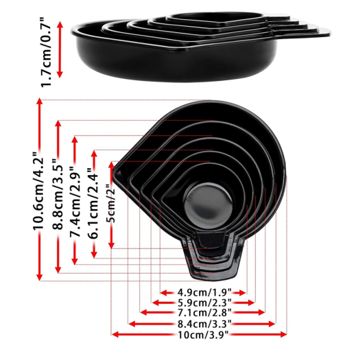 10 stuks 5 maten plastic weegpoederpan met schep 1