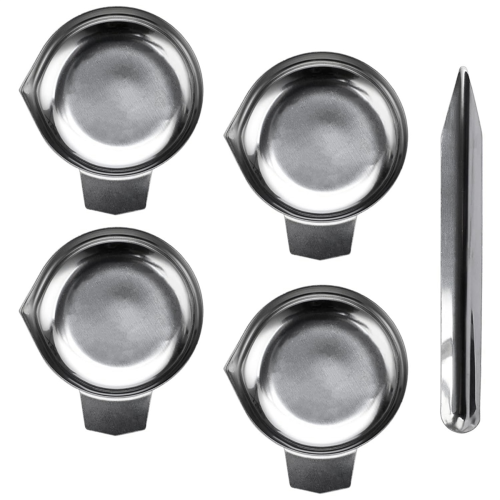 4PCS Μεταλλικό ταψί ζύγισης σκόνης με κουτάλα, μίνι ψηφιακή ζυγαριά