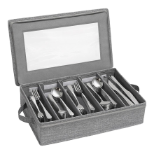 Boîte de rangement pour couverts, organiseur de couverts avec couvercle à fermeture éclair