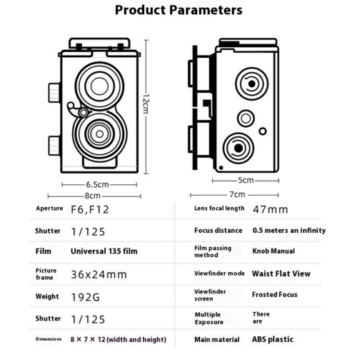 Νέα φωτογραφική μηχανή φιλμ 35mm με διπλό φακό για ενήλικες, DIY 2
