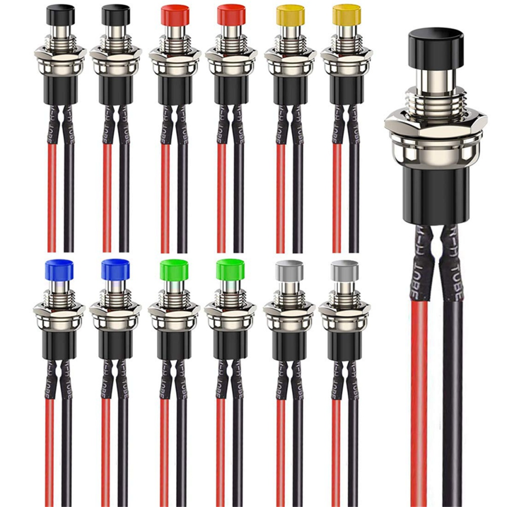 12Pcs 7Mm Mini Momentary Push Button Switches,Prewired On/Off 4851112396286