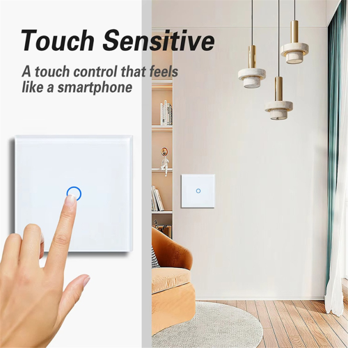 1Gang 2Way Dual Touch Switch Tempered Glass Panel Stair Switch White 1