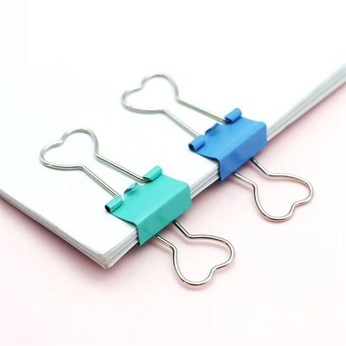 60 Pcs Metal Binder Clips with Heart Shaped Handle Blue 1