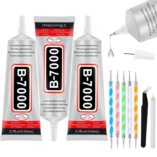 3 pezzi da 110 ml B7000 colla trasparente con punta di precisione 1