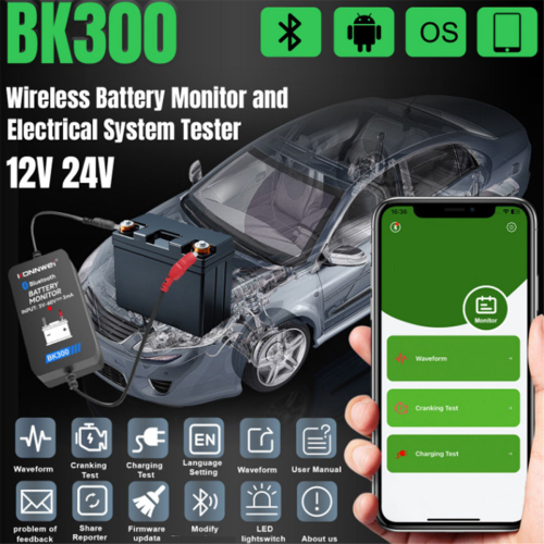 BK300 Bluetooth-bilbatterimonitor 6V 12V 24V batteritestare 2