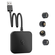 USB TPMS -rengaspaineiden valvontajärjestelmä, jossa on neljä ulkoista anturia