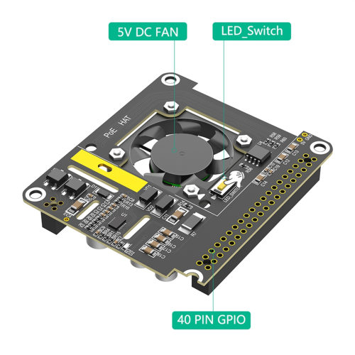PoE HAT pro 5 s chladicím ventilátorem/počítačovým modulem 5 2