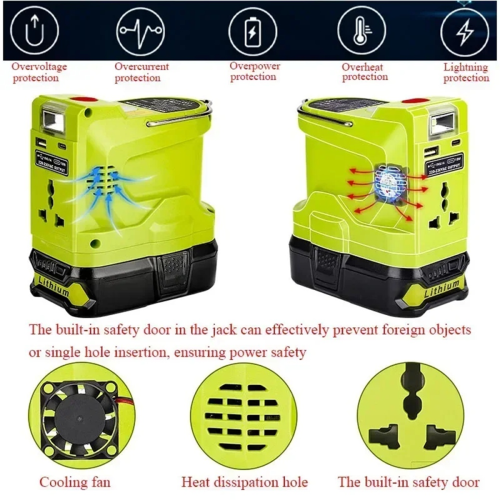 200W Li-Ion Battery Inverter LED Work Lamp USB Power Bank A 2