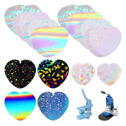 200Pcs Heart Button Maker Supplies Glittering Film 1