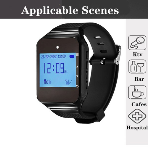 Wireless Restaurant Pager Calling System with Watch Call Button Black 1