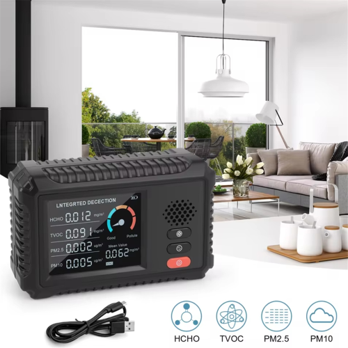 HLW-100 4-in-1 Luchtkwaliteitsdetector Formaldehyde CO2 PM2.5 PM10 1