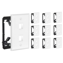 Placa de parede com 2 portas, inclui suportes de montagem de baixa tensão