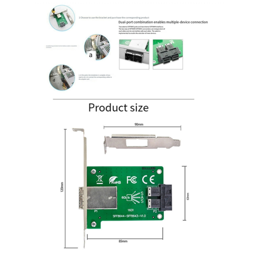Κάρτα επέκτασης SFF-8644 σε SFF-8643 Κάρτα ανύψωσης Mini SAS HD XIC4383 1
