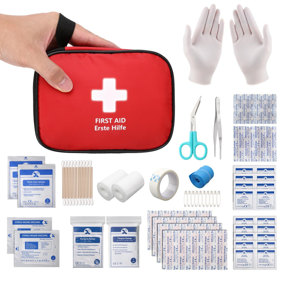HONYAO First Aid Kit 90 Pcs, Small Travel First-Aid Bag, Mini Compact