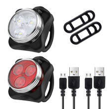 RUTZ Bike Light Set, Super Bright USB Rechargeable Bicycle Lights, Wa