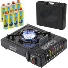 Taylor & Brown Black Portable Camping Stove with Cary Case & 8 Butane