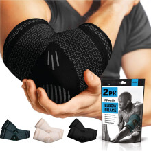 POWERLIX Elbow Support for Men/Women/Kids, 2 Pack Elbow Brace Compress
