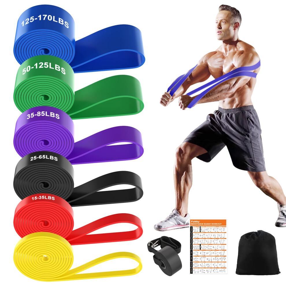 Fokky Resistance Bands Set, 6 Levels Exercise Band Pull Up Bands with