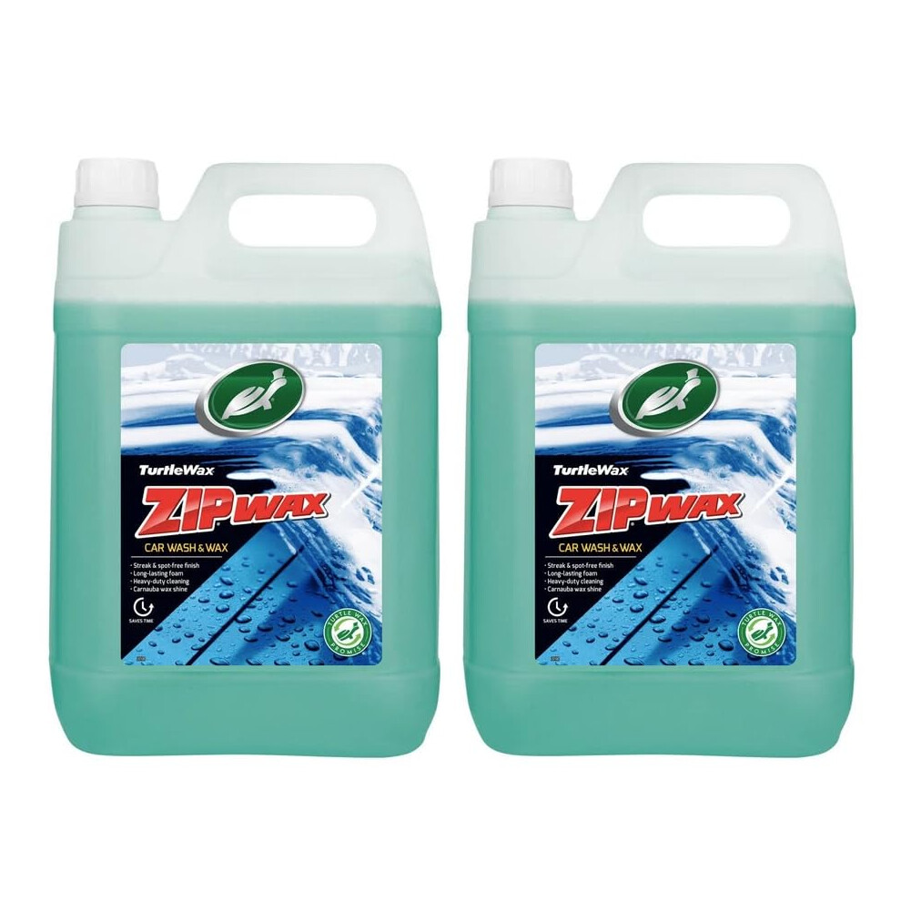 Turtle Wax Zip Wax Car Shampoo 5L x 2 - Dissolves Tough Stains & Soils