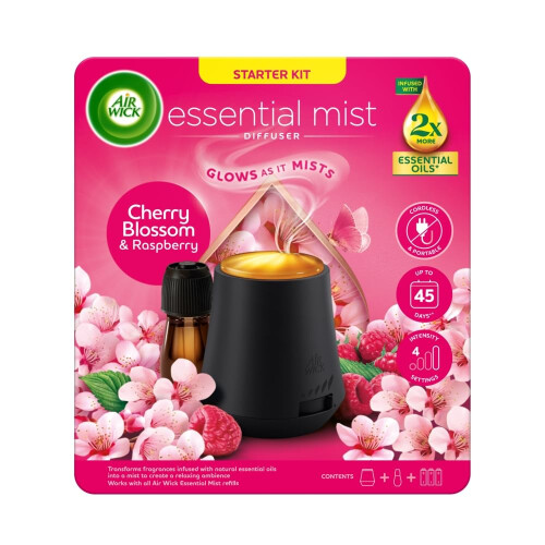 Air Wick Air Wick Cherry Blossom & Raspberry Essential Mist Kit 20ml, Lasting f