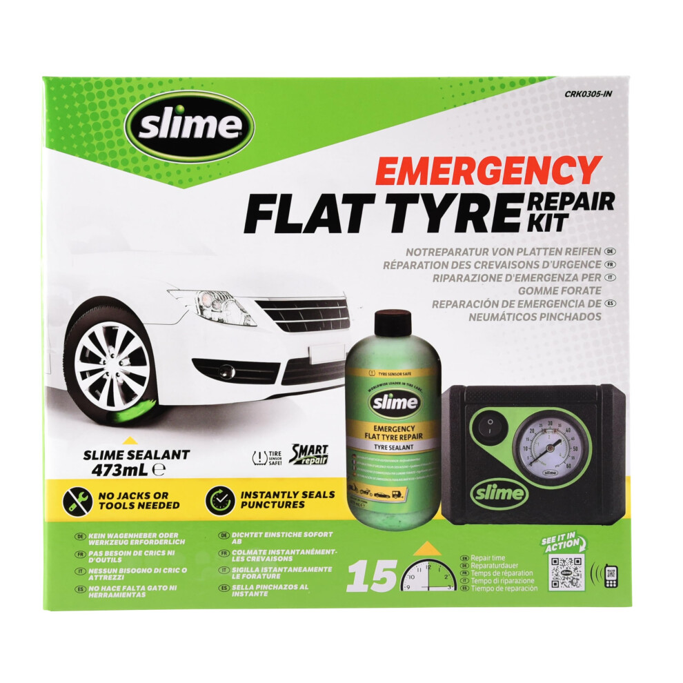 Slime CRK0305-IN Flat Tyre Puncture Repair, Smart Repair, Emergency Ki