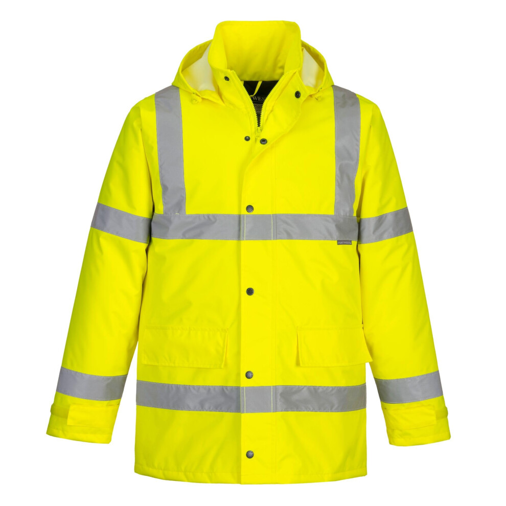 Portwest S460 Men's Winter Traffic Jacket Hi Vis Hooded Work Coat Refl