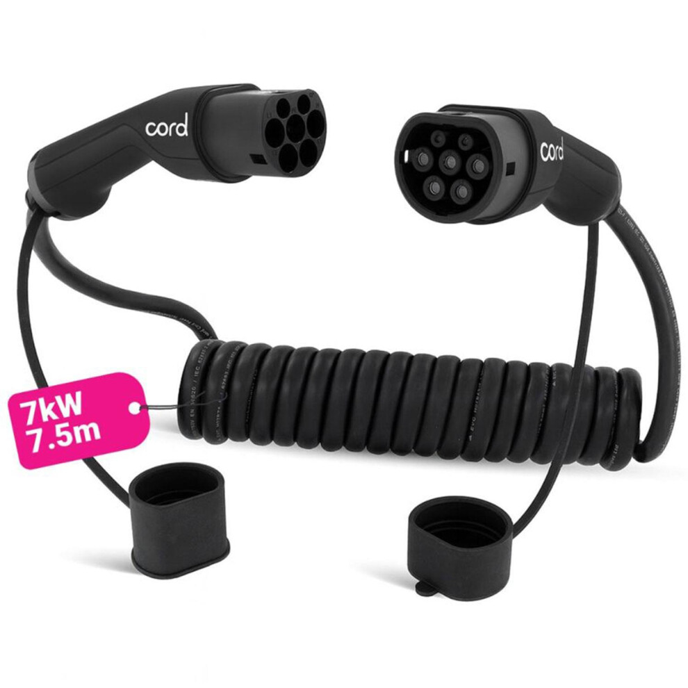 Cord Coiled 7.5M Ev Charging Cable 230V 32A 7.4Kw Portable Fast Charger Uk Plug 5065018618192