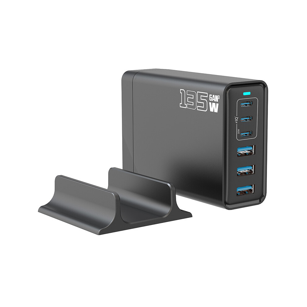 ( / Us Plug) 135W Gan Desktop Charger 3C 3A 6 Port Output 65W Black 6914289208009