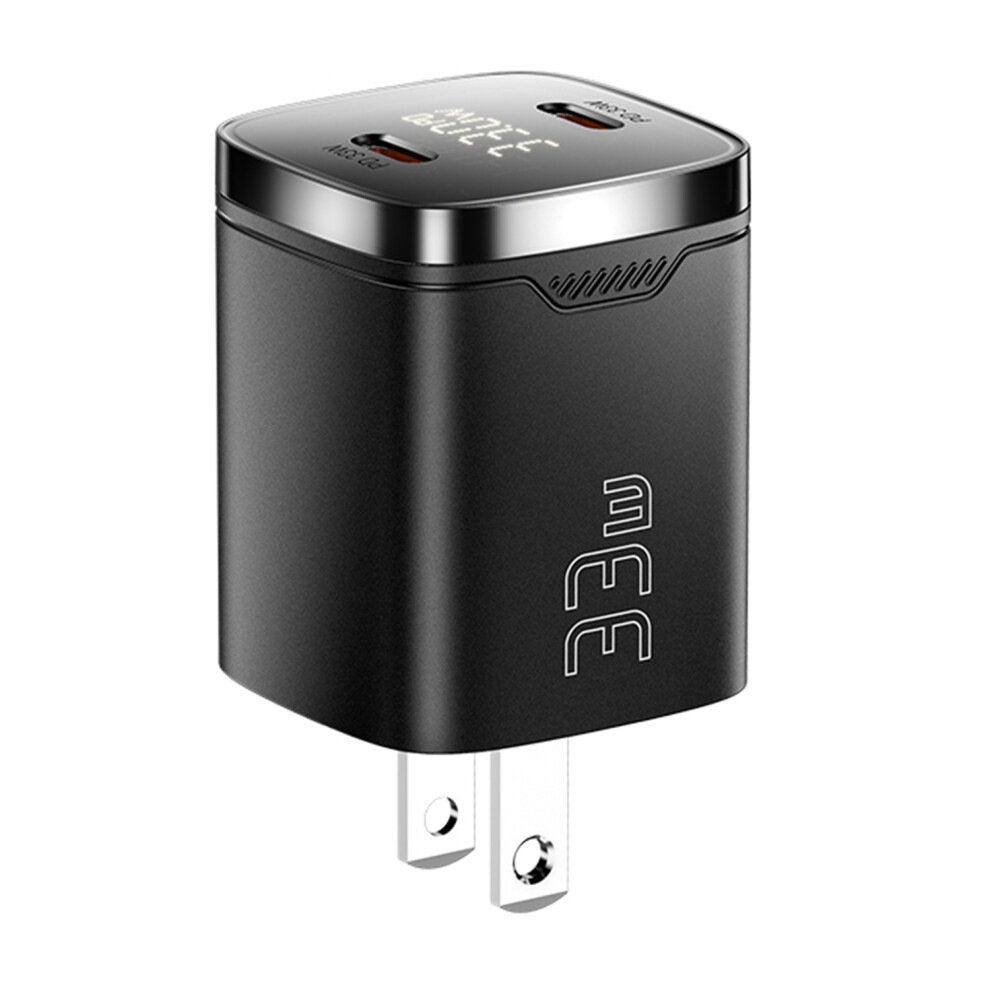 (Us Plug / ) Pd 33W Gan Dual Type-C Travel Charger With Led Black 6914281541531