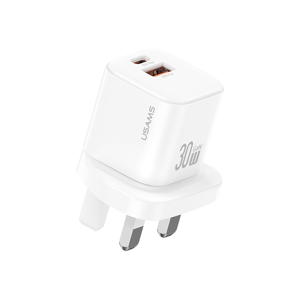 (White) Cc277 30W Gan Mini Dual Port Fast Charger Usb-A White 6914286419842
