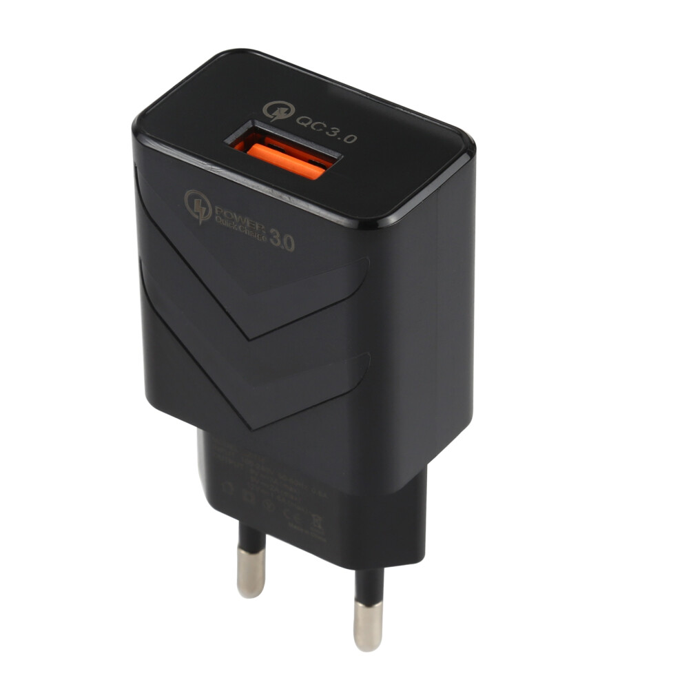 ( Eu Plug) Lz-715 18W Qc 3.0 Usb Fast Charging Smart Phone Black 6914285606502