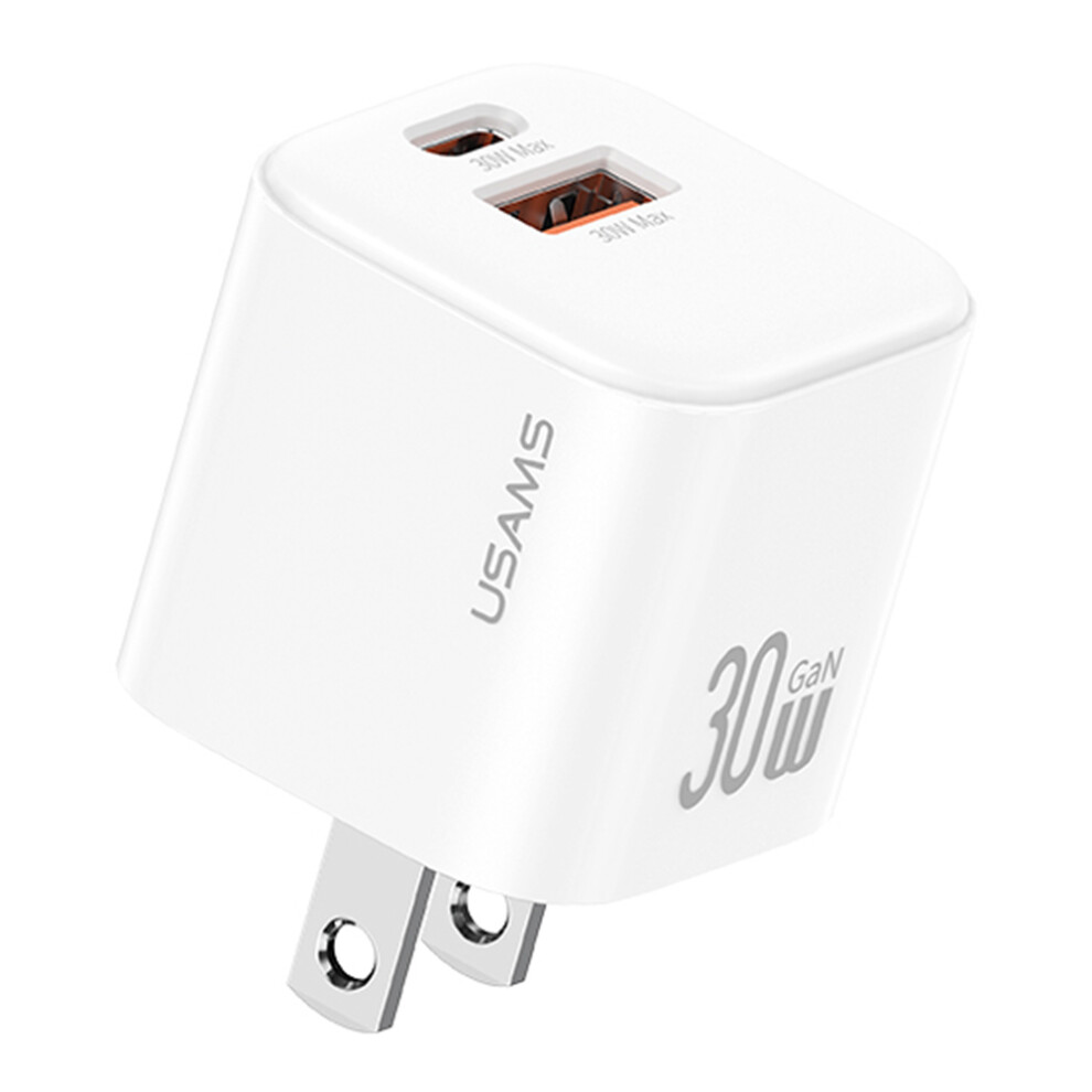 (White) Cc270 30W Gan Mini Dual Port Fast Charger Usb-A White 6914283366828