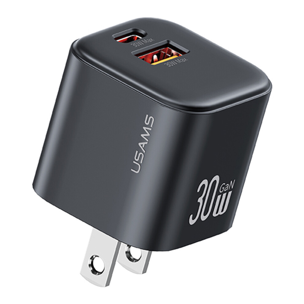 (Black) Cc270 30W Gan Mini Dual Port Fast Charger Usb-A Black 6914286099914