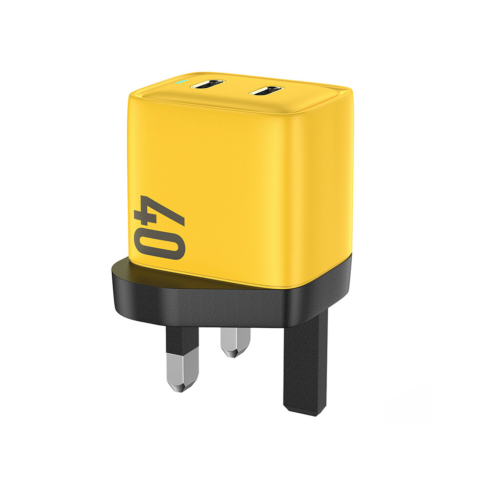 (Uk Plug) Wp-U128 40W Gan Dual Type-C Port Wall Charger 6914280460871