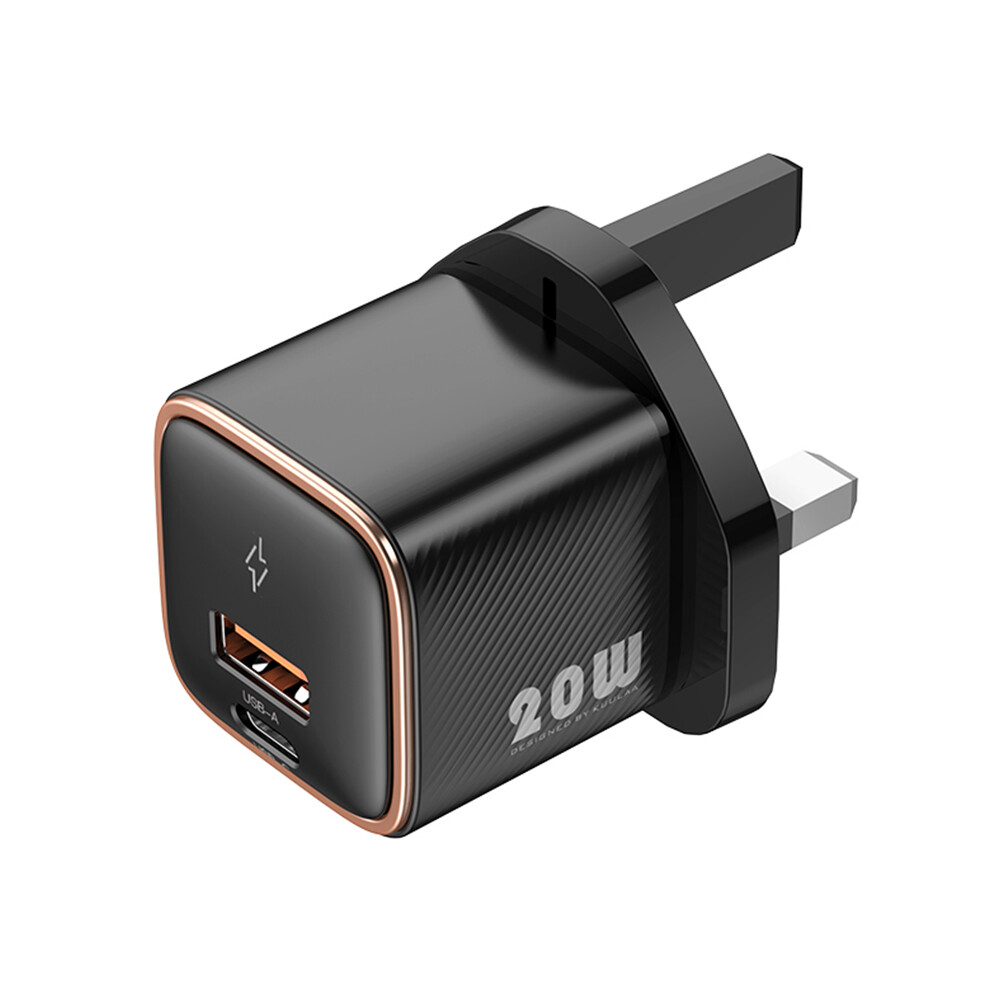 (Uk Plug) Kl-Cd66 20W 2-Port Fast Charger Adapter Portable 6914280954721