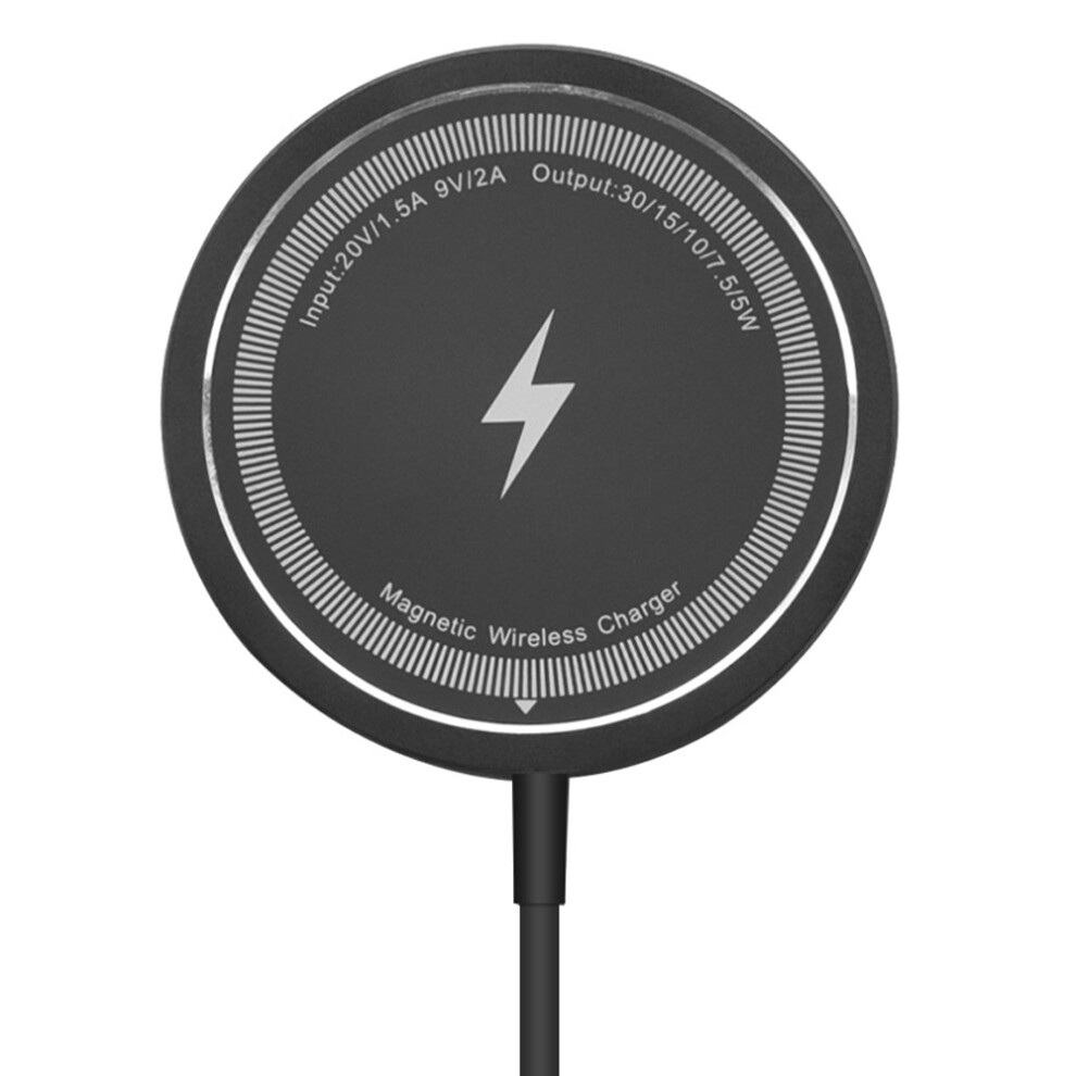 (Black) W104 Round Magnetic Wireless Charger 15W Phone Black 6914282706854