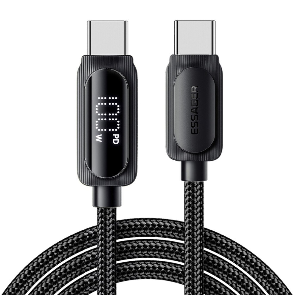 ESSAGER 3m Type-C to Type-C PD 100W Digital Display Data Cable Braided Fast Charging Cord-image-OPC-PJYQYWS-NEW