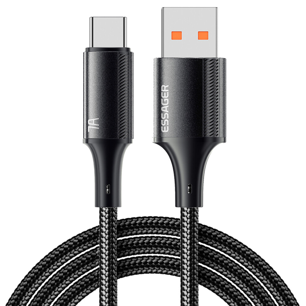 (Black) Essager 1M Usb-A To Type-C Braided Data Cable 100W 7A Phone Fast Charging Cord - Black 6914287433786