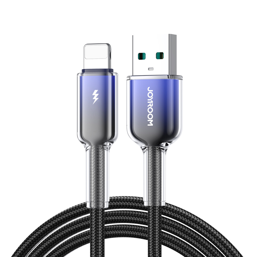 (Black) Joyroom S-A42 1.2M 3A Usb-A To Lightning Fast Charging Data Cable Nylon Braided Cord - Black 6914287173743