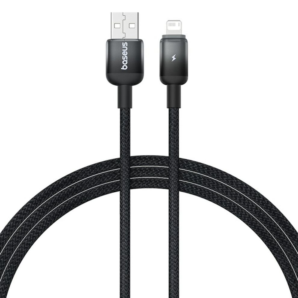 (Black) Baseus Discolor Series 1M Fast Charging Cable Usb-A To Ip 2.4A Nylon Braided Data Cord - Black 6914285400636