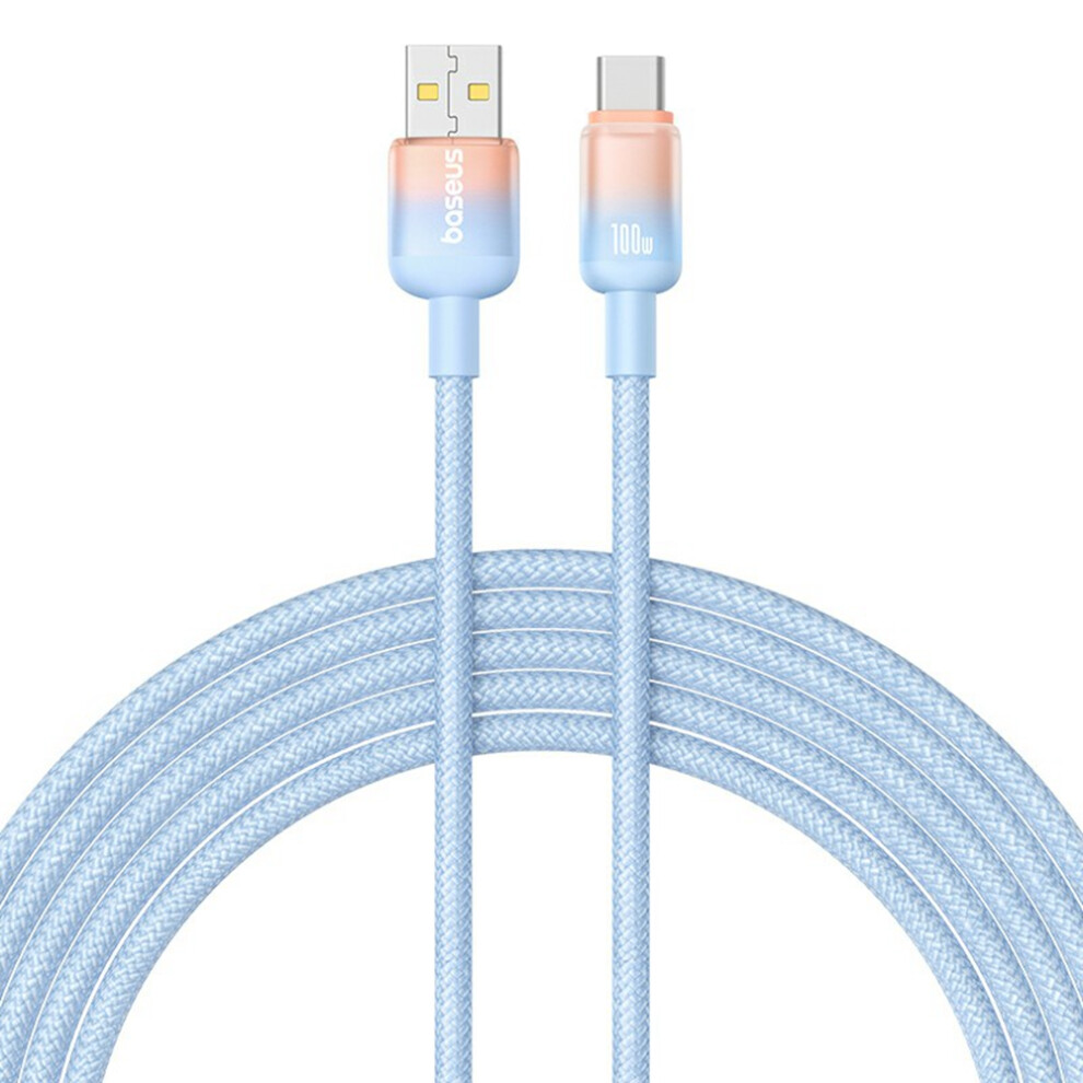 () Baseus Discolor Series 2M Fast Charging Cable Usb-A To Type-C 100W Nylon Braided Data Cord - Blue/Black 6914284079901